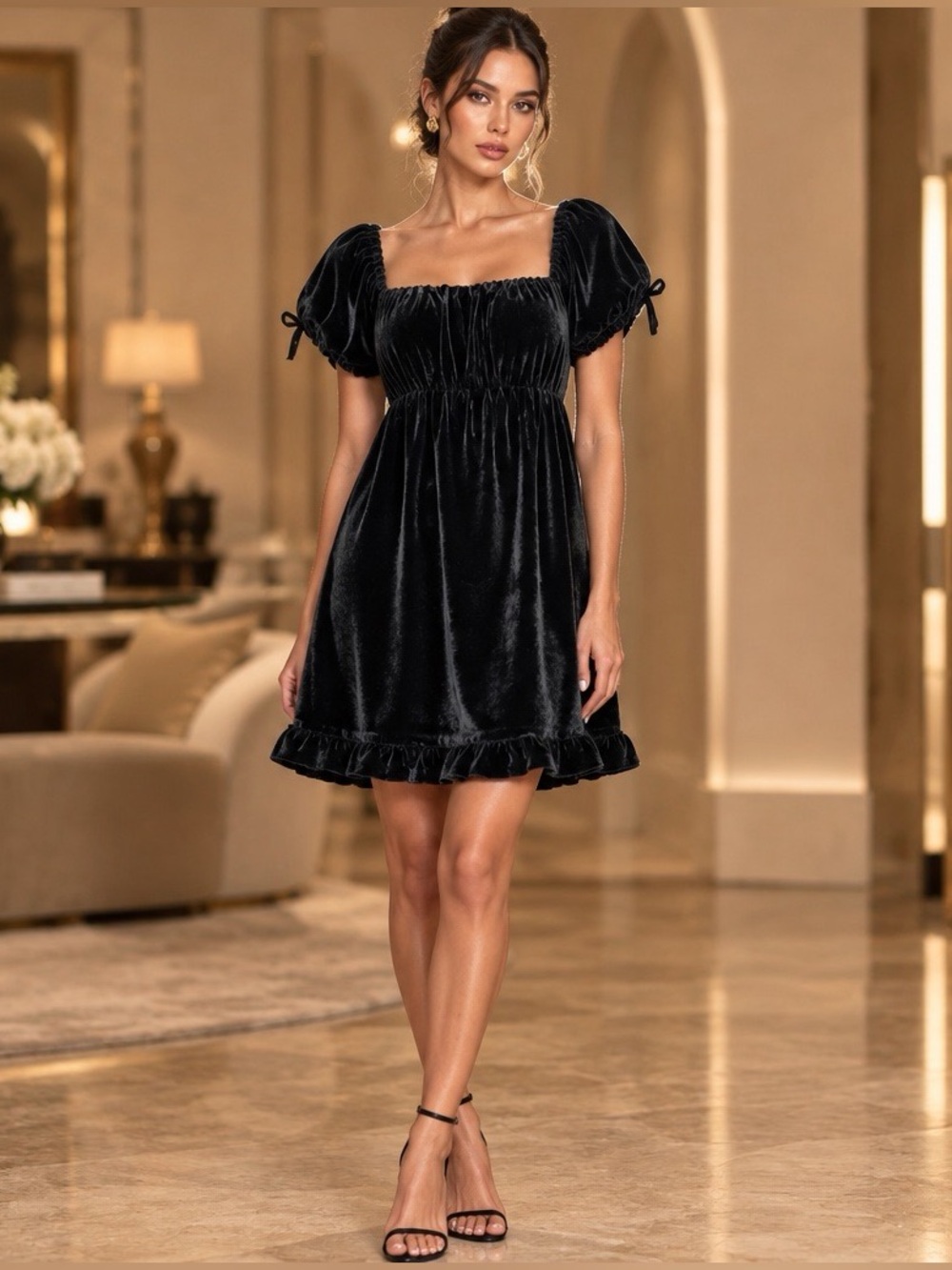 Urban Outfitters Claudette Velvet Babydoll Dress Women’s XS